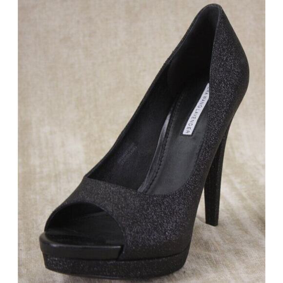 Vera Wang Lavender Black Glitter Selma Open Toe Pumps Size 9.5 $275 Womens's Sz - Picture 2 of 9